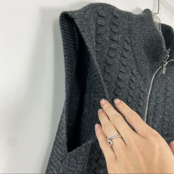 DVF lambswool cashmere park city long quilted gray zip vest S/P - Picture 2 of 14